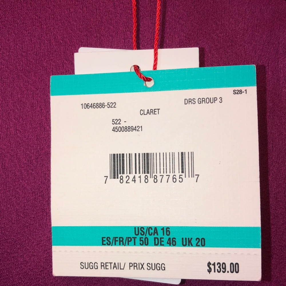 ANNE KLEIN Claret sleeveless dress . V Neck at front and back . - Picture 7 of 11